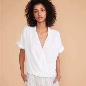 NWOT Lou & Grey white wrap blouse